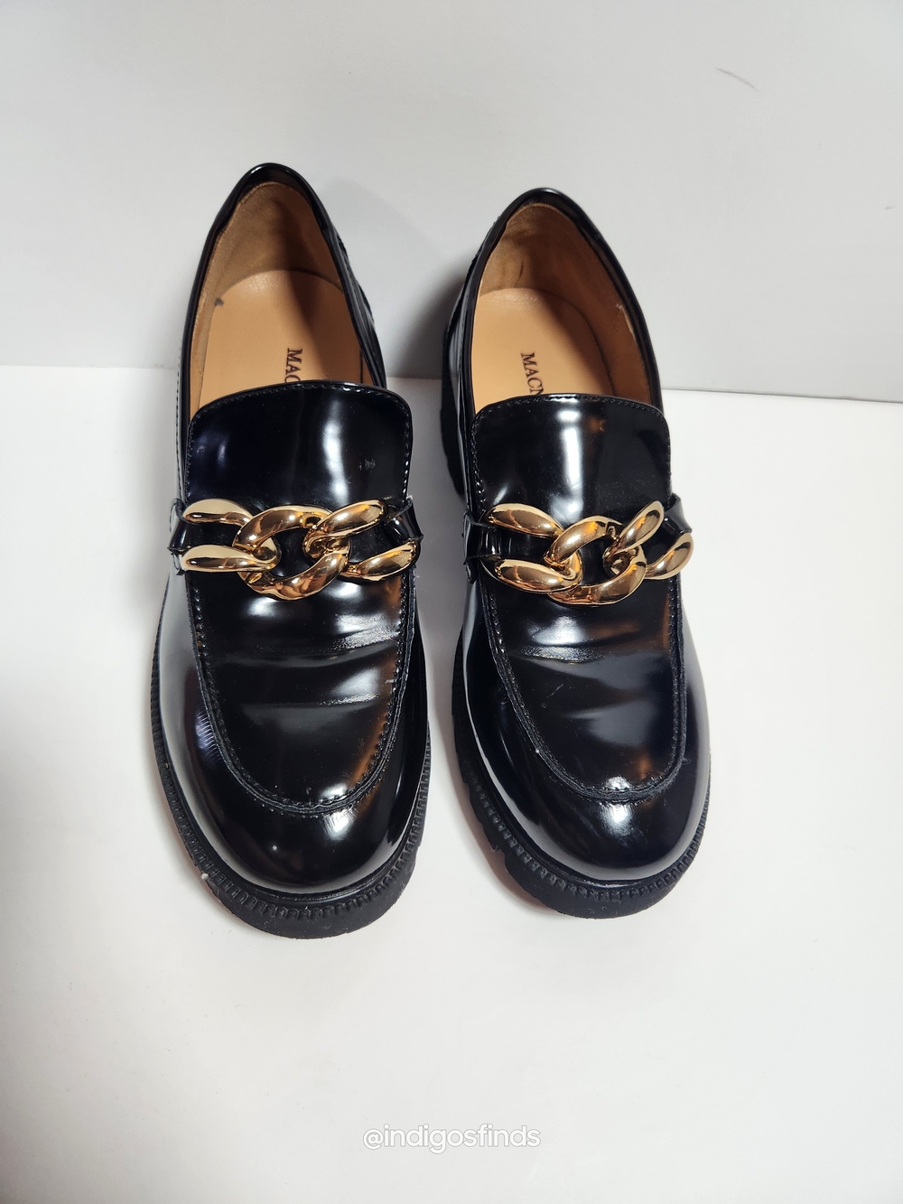 Women's Black Patent Chain Loafer Shoe